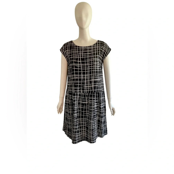 NEW! Marimekko A-Line Sleeveless Dress Flax Black White Size Eu 38 8 US - Picture 2 of 9